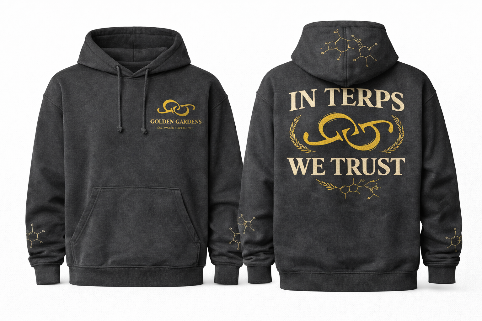 Black hoodie, IN TERPS WE TRUST hoodie with gold logo