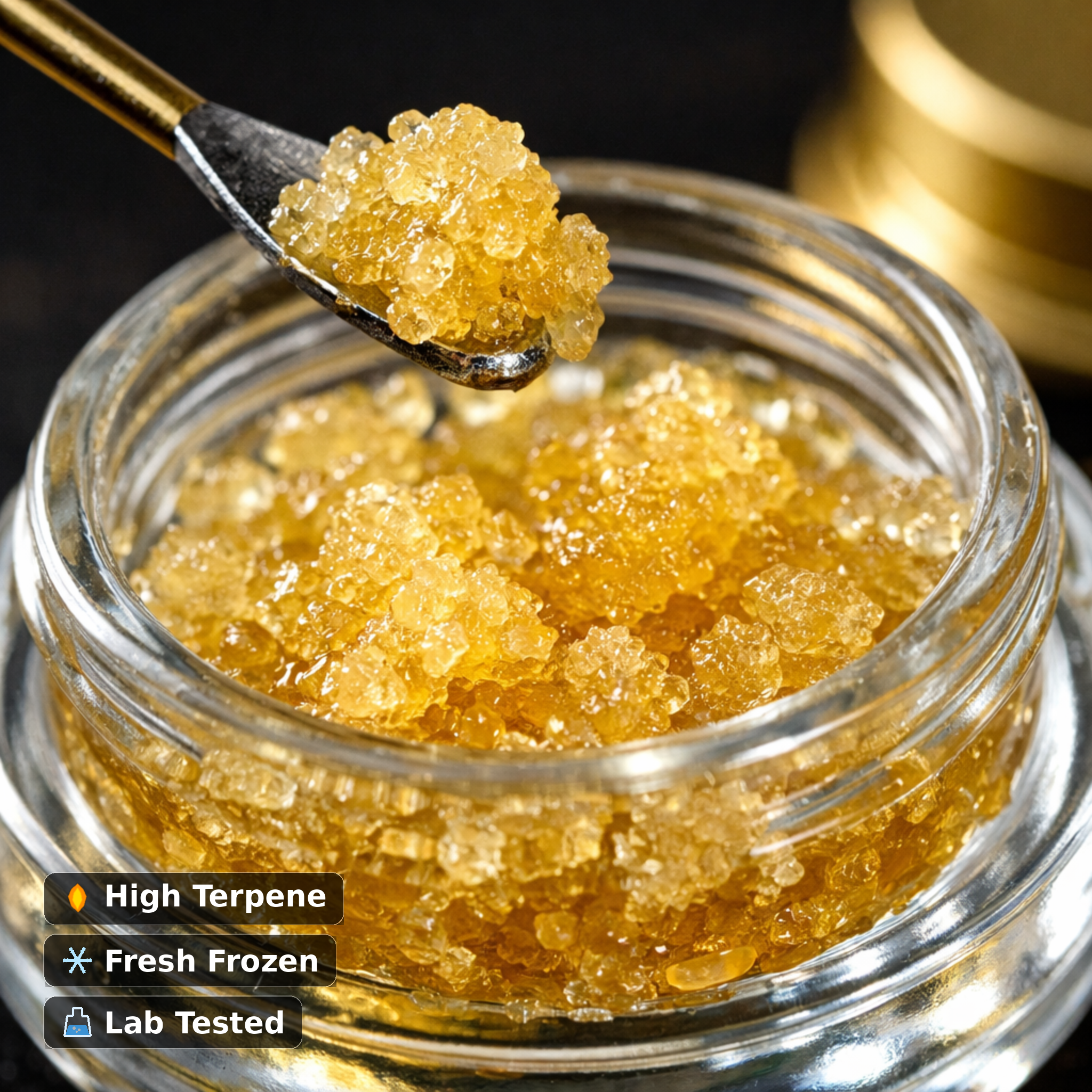 Glass jar with Live resin sugar spoonful 