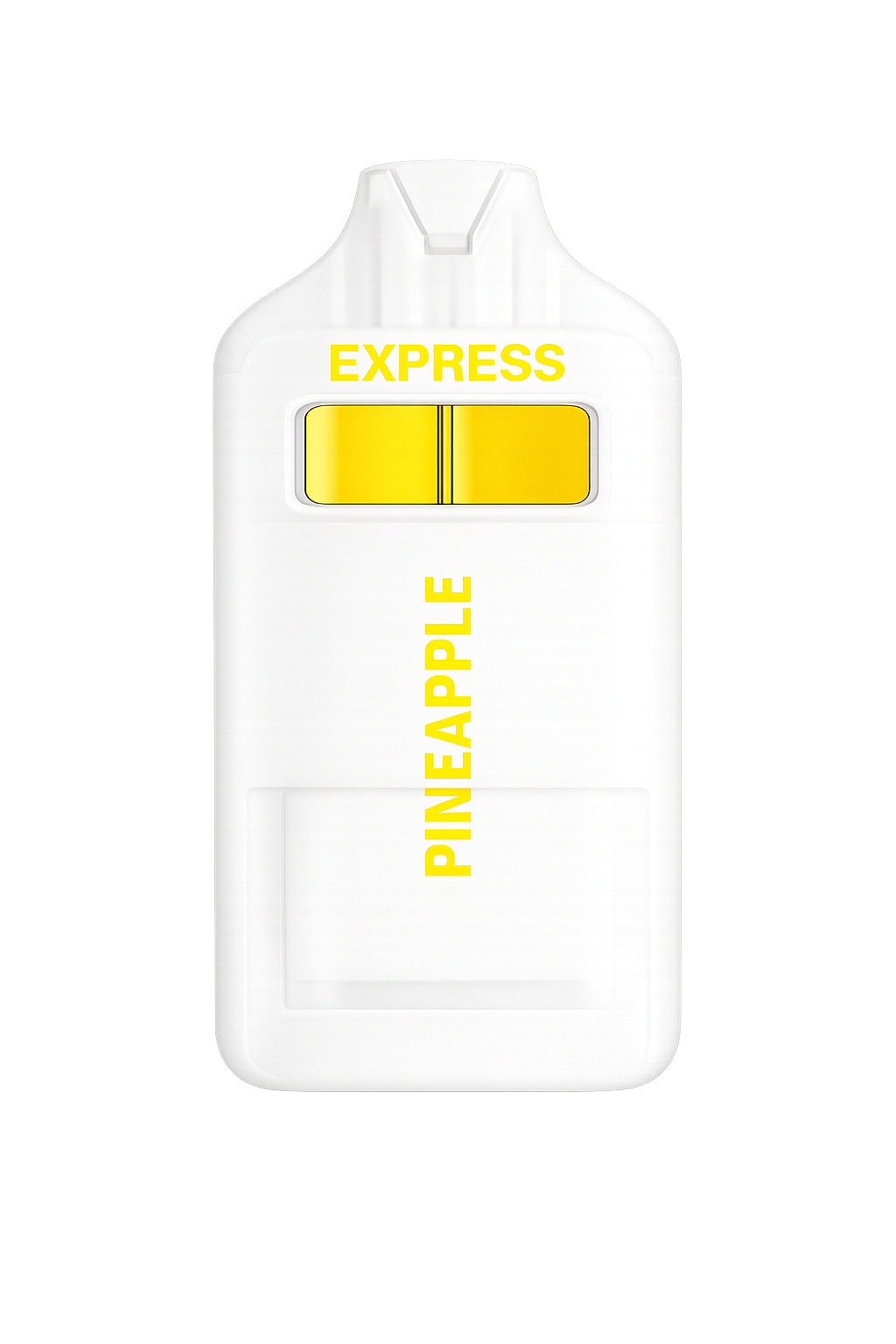 Clear Pineapple Express vape device with yellow text on a white background
