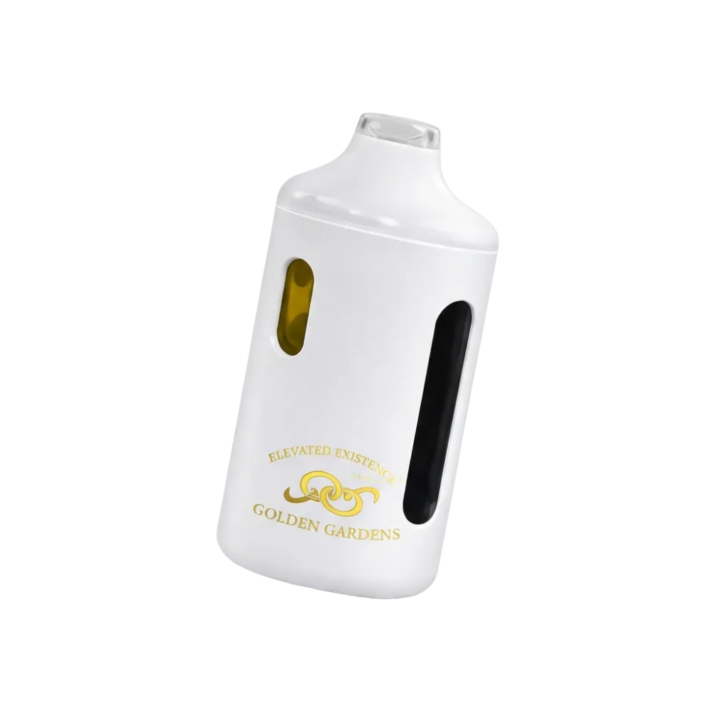 Pineapple express 2g vaporizer with black handle and golden gardens logo on a white background